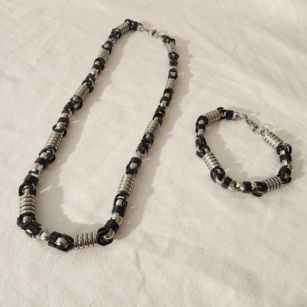 Men's Black and Silver Jewellery